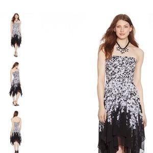 WHBM Strapless Black & White Floral Dress